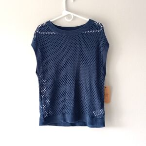 NEW Frye & Co Sleeveless Cap Sleeve Crochet Top Iconic Indigo Blue Medium Gifts